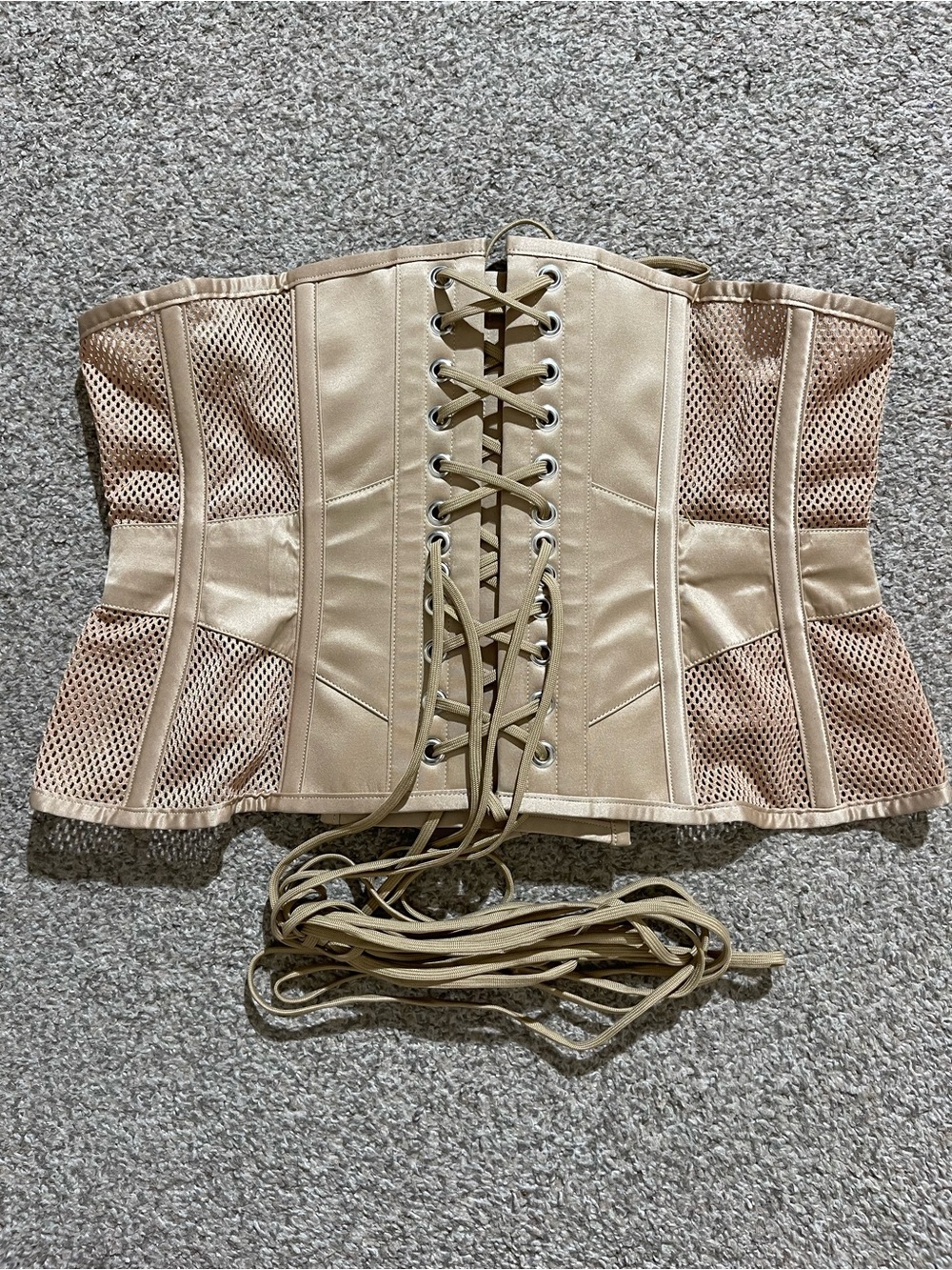 Mystic Beige Lace-Up Waist Cincher Belt